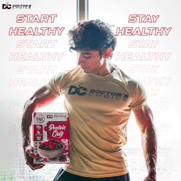 DOCTOR'S CHOICE Protein Oats, 24g Pure Protein, Jaggery Sweetened, No Additives & No Sugar. Pouch  (375 g) - Image 2